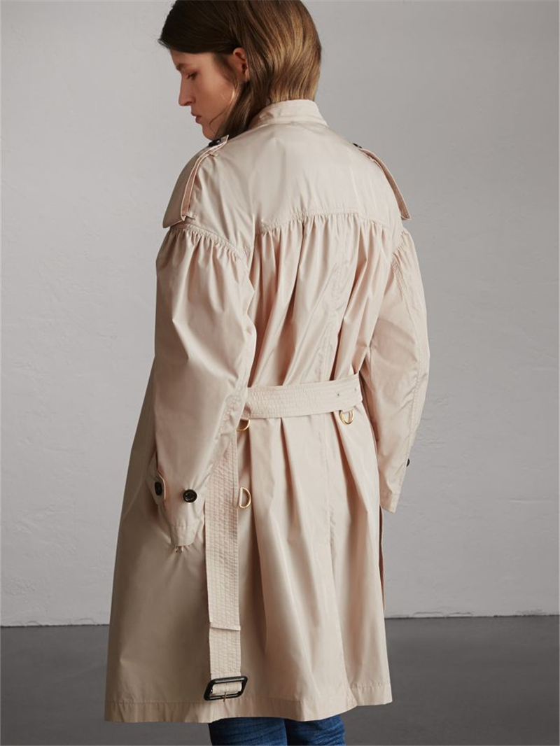 40541171 Burberry巴寶莉 輕便褶飾大衣 女士中長款風衣 古典灰褐粉紅