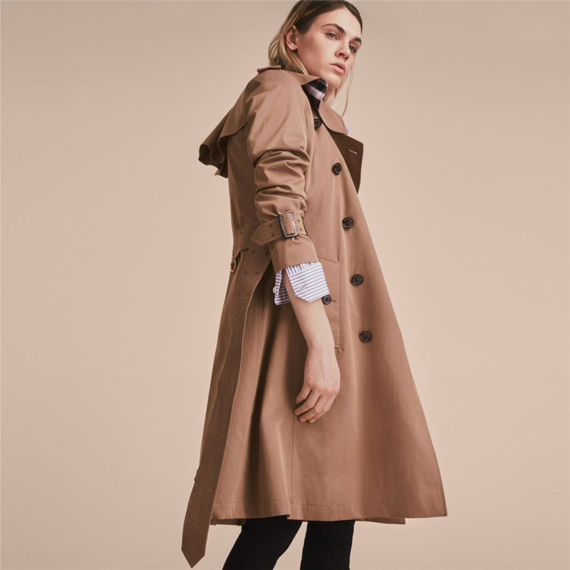 40502511 Burberry巴寶莉 輕薄 嘎巴甸 Trench 女士長款風衣 灰褐色