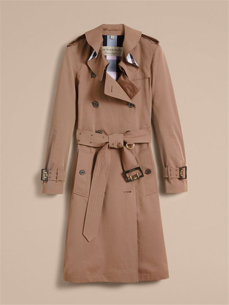 40502511 Burberry巴寶莉 輕薄 嘎巴甸 Trench 女士長款風衣 灰褐色