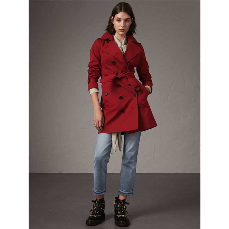 39970301 巴寶莉 桑德林漢姆版型 女士中長款 Trench 風(fēng)衣 繽紛紅色