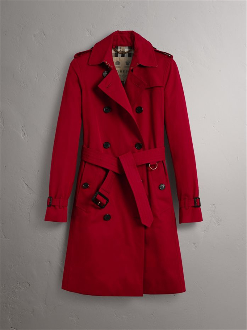 39970251 Burberry 巴寶莉 肯辛頓版型 女士長款 Trench 風衣 繽紛紅色