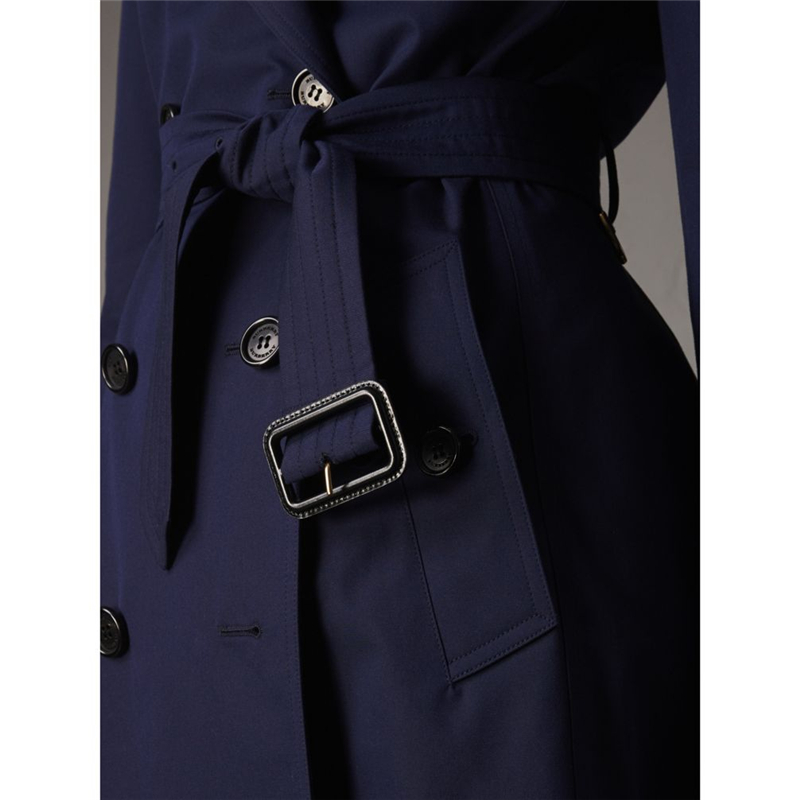 40560351 Burberry巴寶莉 棉質嘎巴甸 長款 防滲雨型 Trench 風衣 藍莓色