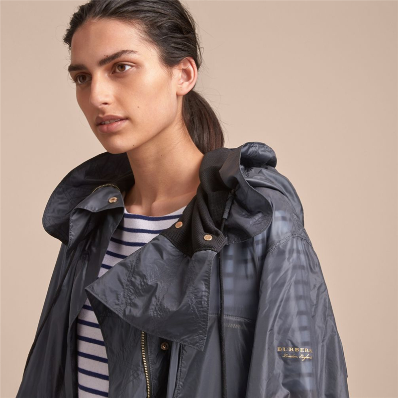 40498721 Burberry巴寶莉 輕便連帽 寬松 女士長款 風雪大衣 空軍藍