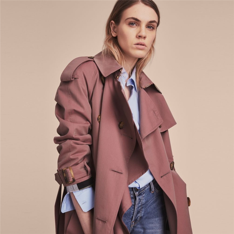 40502501 巴寶莉 休閑版型 不對稱剪裁 輕薄嘎巴甸 Trench 風衣 古典玫瑰色
