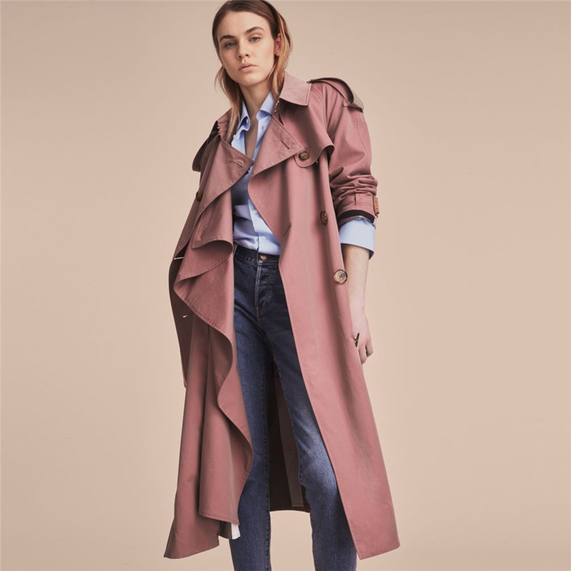 40502501 巴寶莉 休閑版型 不對稱剪裁 輕薄嘎巴甸 Trench 風衣 古典玫瑰色