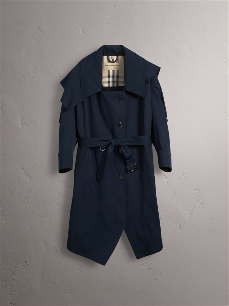 45466861 Burberry 巴寶莉 棉質(zhì)不對稱剪裁 Trench 風衣 海軍藍色