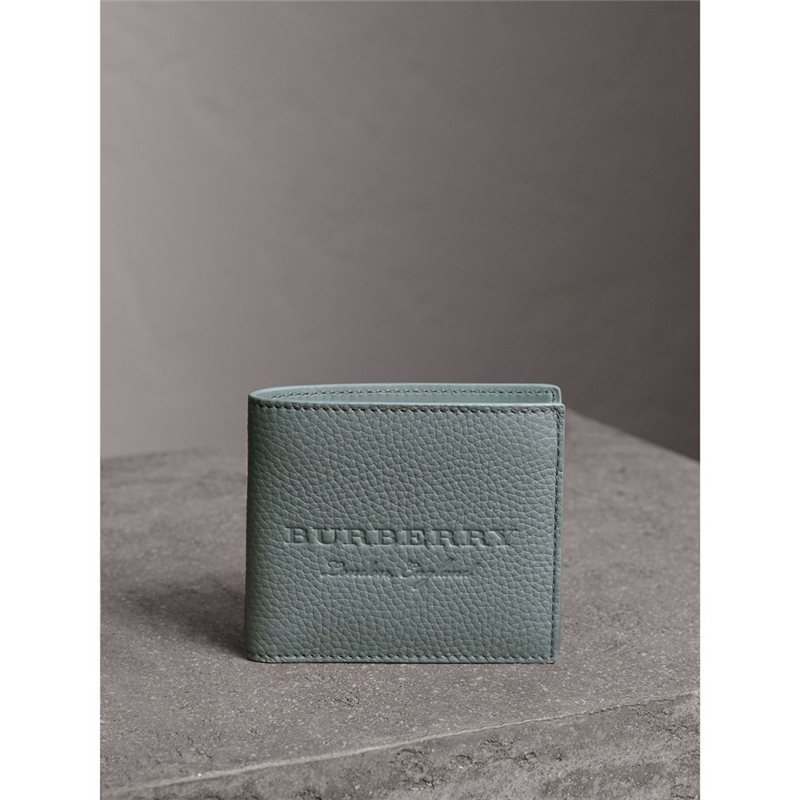 40593711 巴寶莉 壓花皮革 雙折式 錢夾 巴寶莉錢包 暗雅水鴨藍