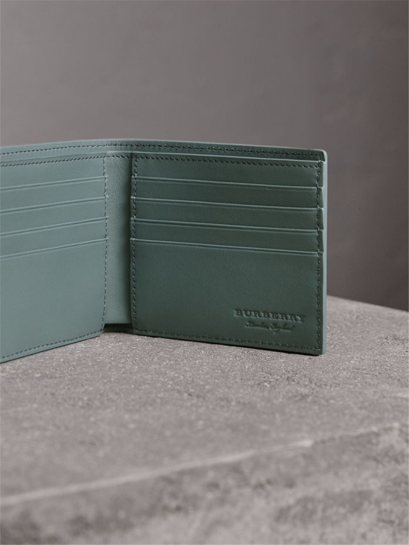 40593711 巴寶莉 壓花皮革 雙折式 錢夾 巴寶莉錢包 暗雅水鴨藍