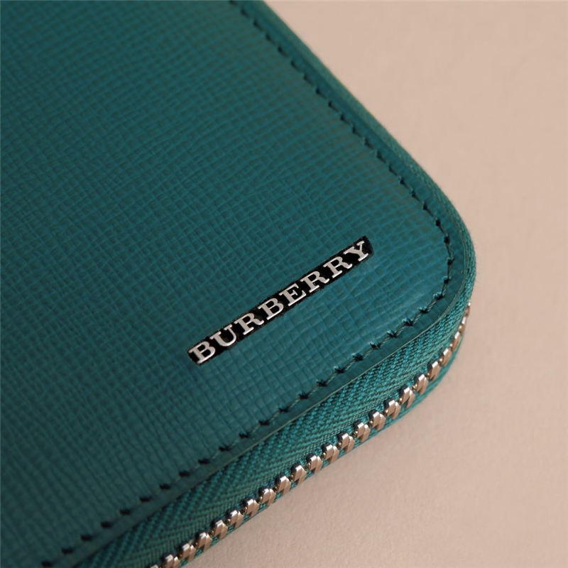 40520941 巴寶莉 London 光滑皮革 全拉鏈 巴寶莉錢包 旅行錢夾 深水鴨色