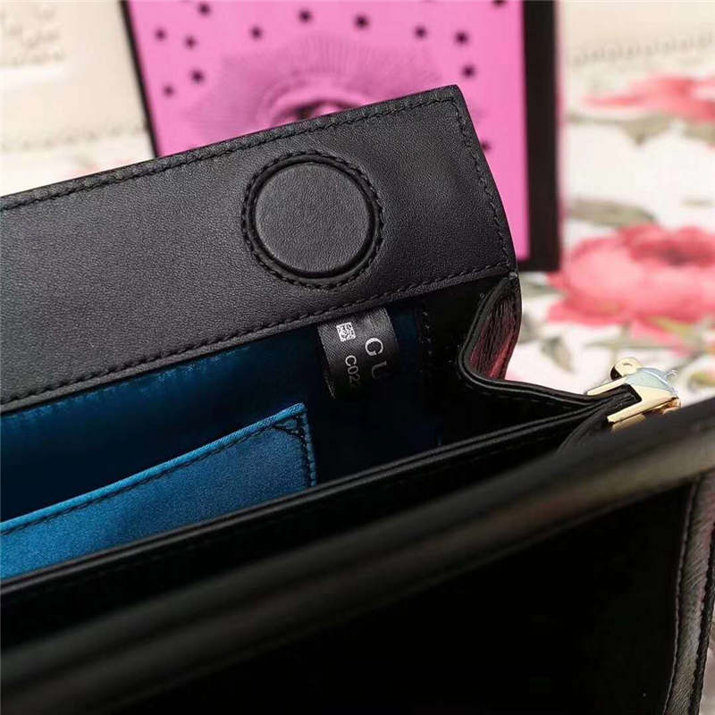 503877 Gucci Ophidia系列 麂皮 雙G 嵌花條紋織帶 鏈條肩背包 黑色