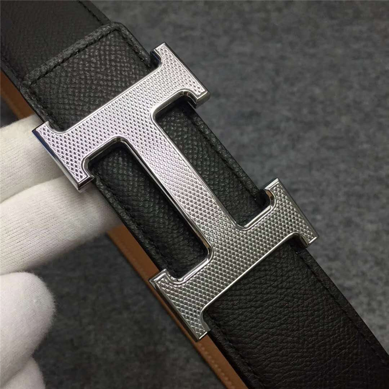 38082001 HERMES 愛馬仕 原版進口牛皮 雙面使用 進口機車車線 不銹鋼扣頭 淺棕色配黑色