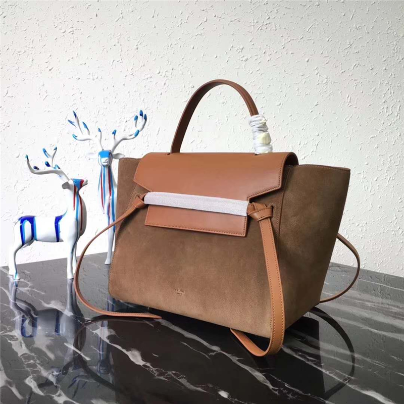 176103 Celine Belt bag鯰魚(yú)包 磨砂皮拼皮革 流蘇裝飾 手提單肩包 駝色