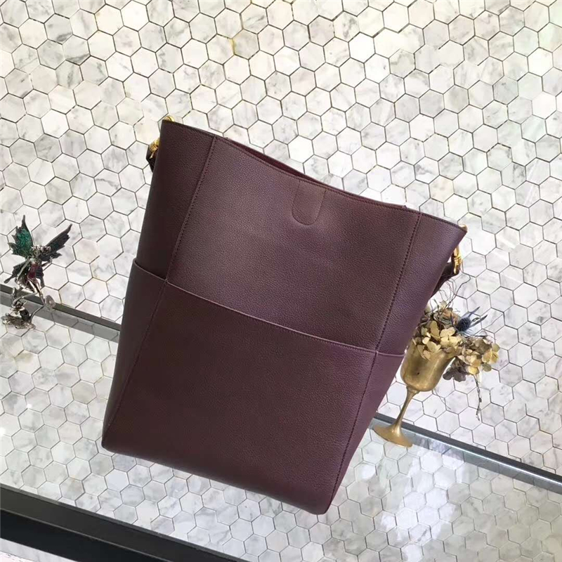 Celine 賽琳 Seau Sangle 小牛皮 寬肩帶 Sangle水桶包 暗紫色