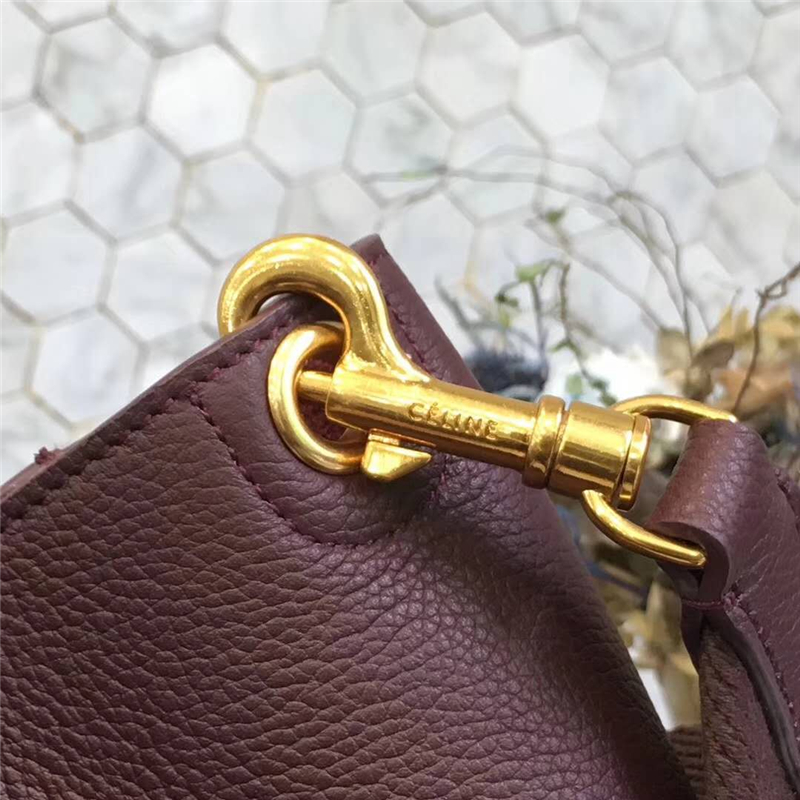 Celine 賽琳 Seau Sangle 小牛皮 寬肩帶 Sangle水桶包 暗紫色