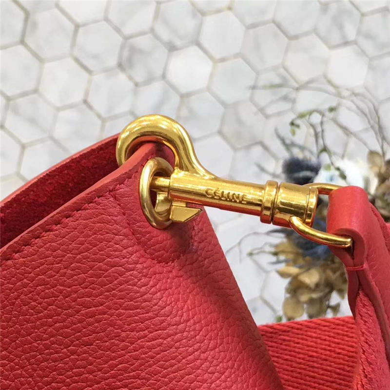 Celine 賽琳 Seau Sangle 小牛皮 寬肩帶 Sangle水桶包 紅色