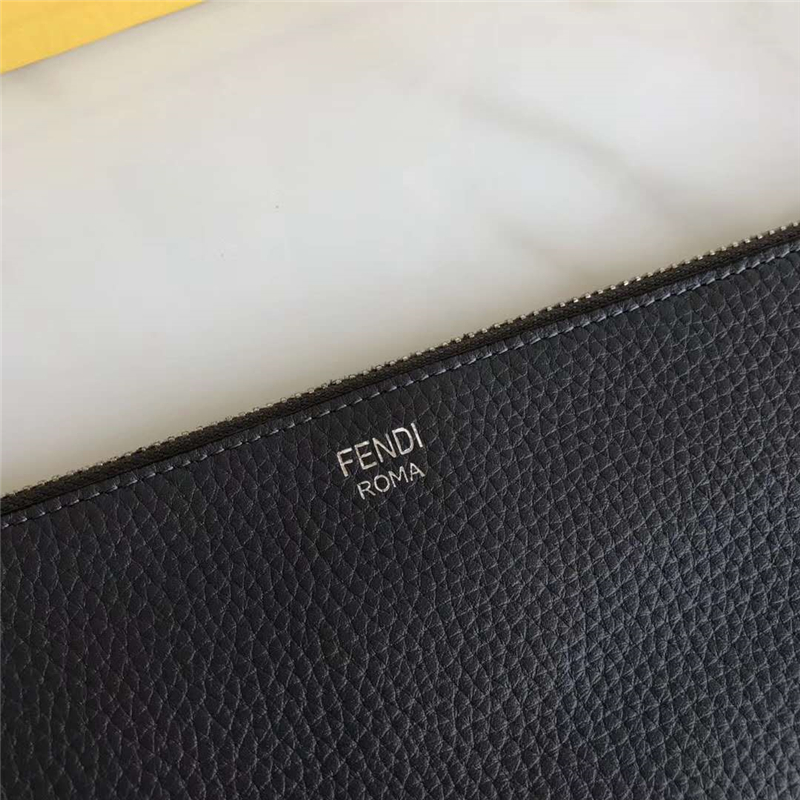 0078 FENDI包包 芬迪手拿包 荔枝紋羅馬纖薄手拿包 黑色