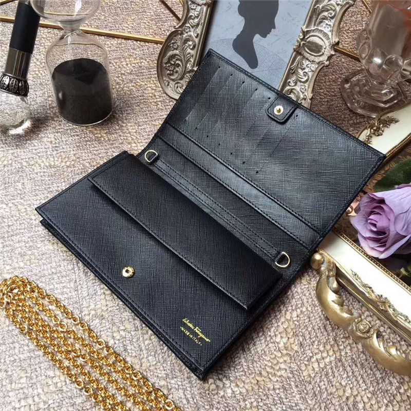 22B875 Ferragamo 菲拉格慕 淡金色Vara蝴蝶結(jié) 多功能小包 黑色