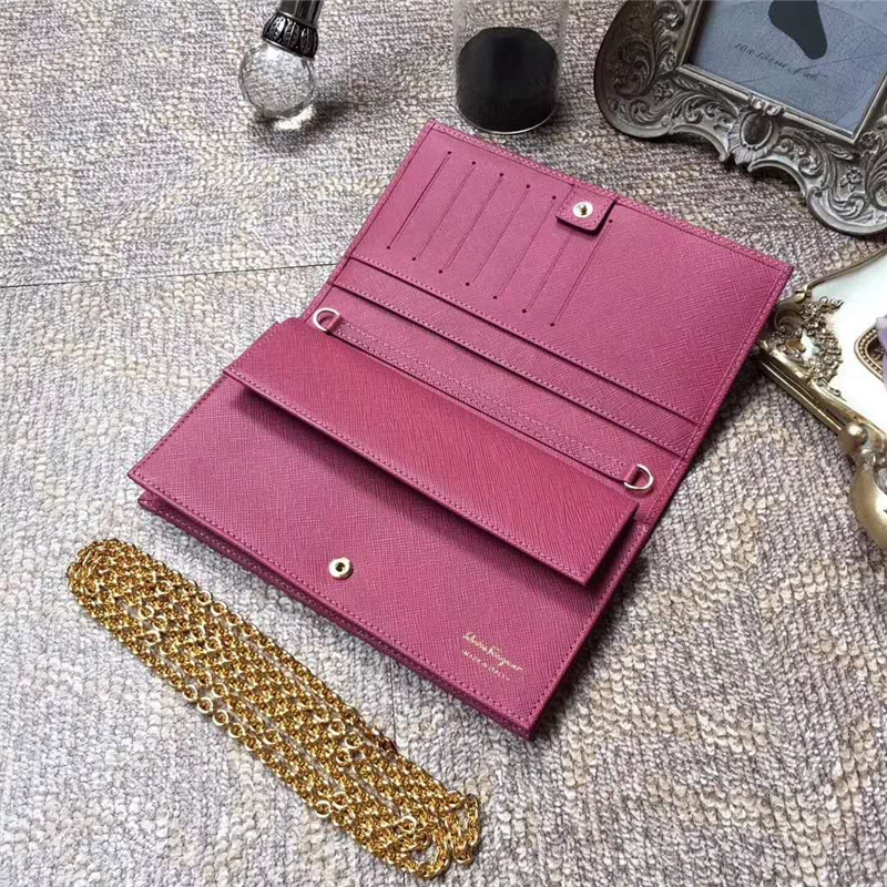 22B875 Ferragamo 菲拉格慕 淡金色Vara蝴蝶結(jié) 多功能小包 石楠紅