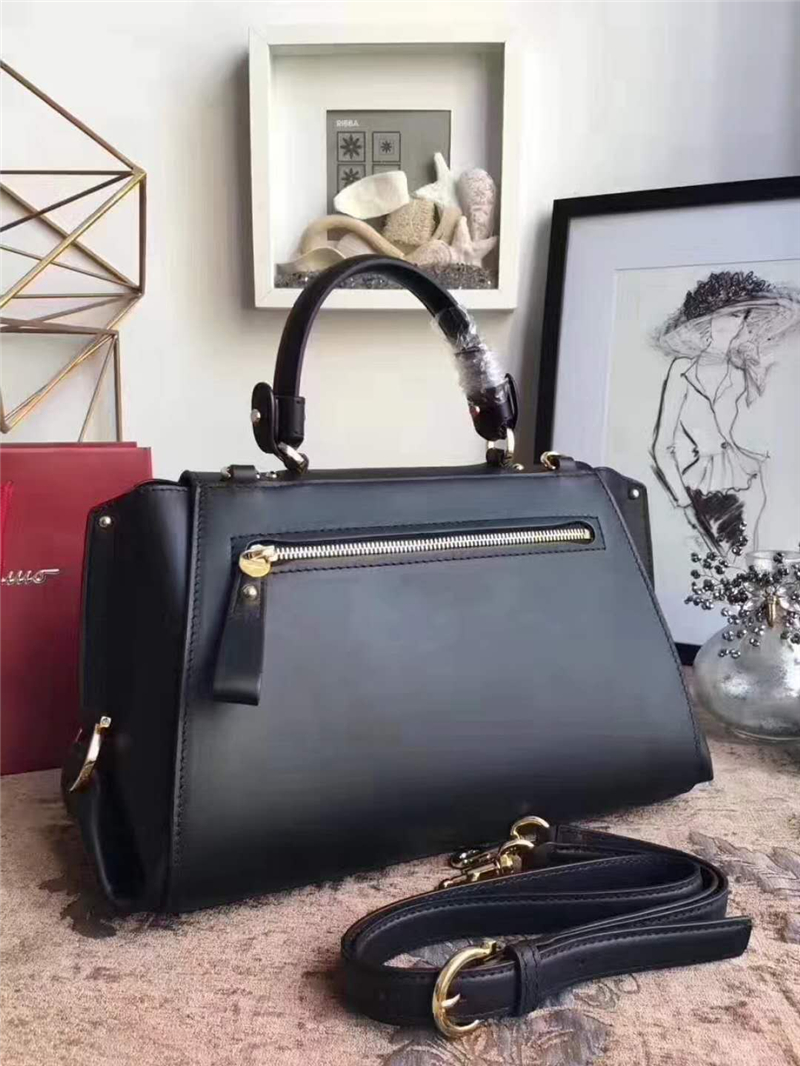 21F606 Ferragamo 菲拉格慕 大號(hào)Sofia包 金色鎖扣 手提肩包 黑色