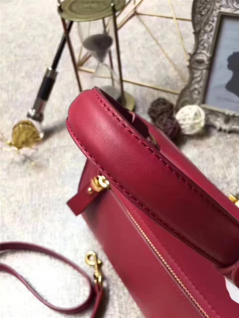 21F606 Ferragamo 菲拉格慕 大號Sofia包 金色鎖扣 手提肩包 酒紅色