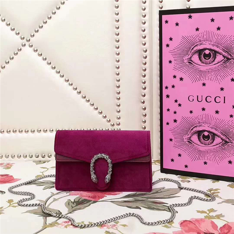 476432 GUCCI 絲絨 Q版酒神包 mini鏈條肩包 紫色