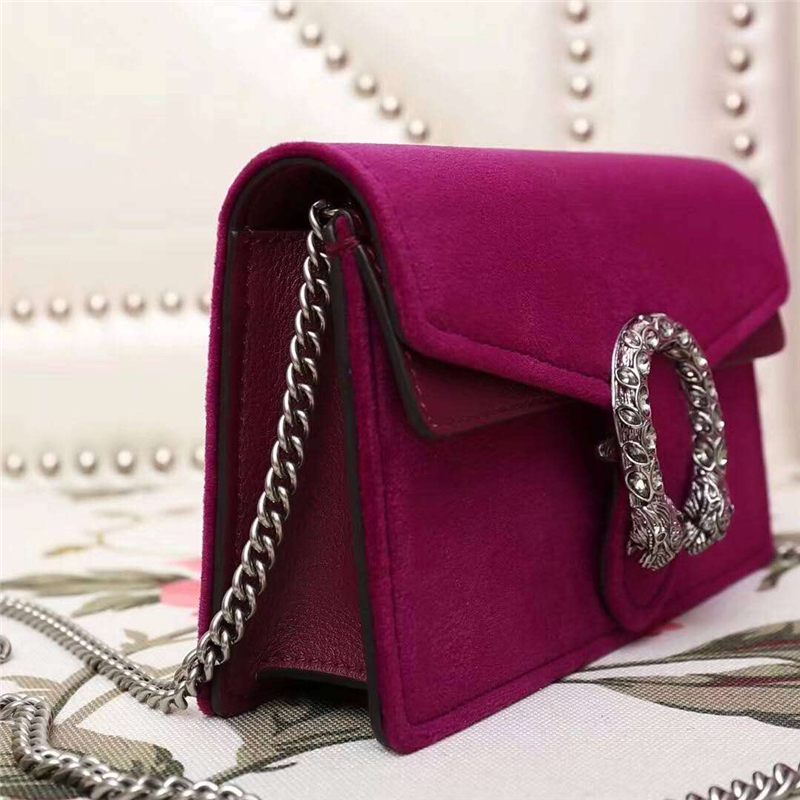 476432 GUCCI 絲絨 Q版酒神包 mini鏈條肩包 紫色