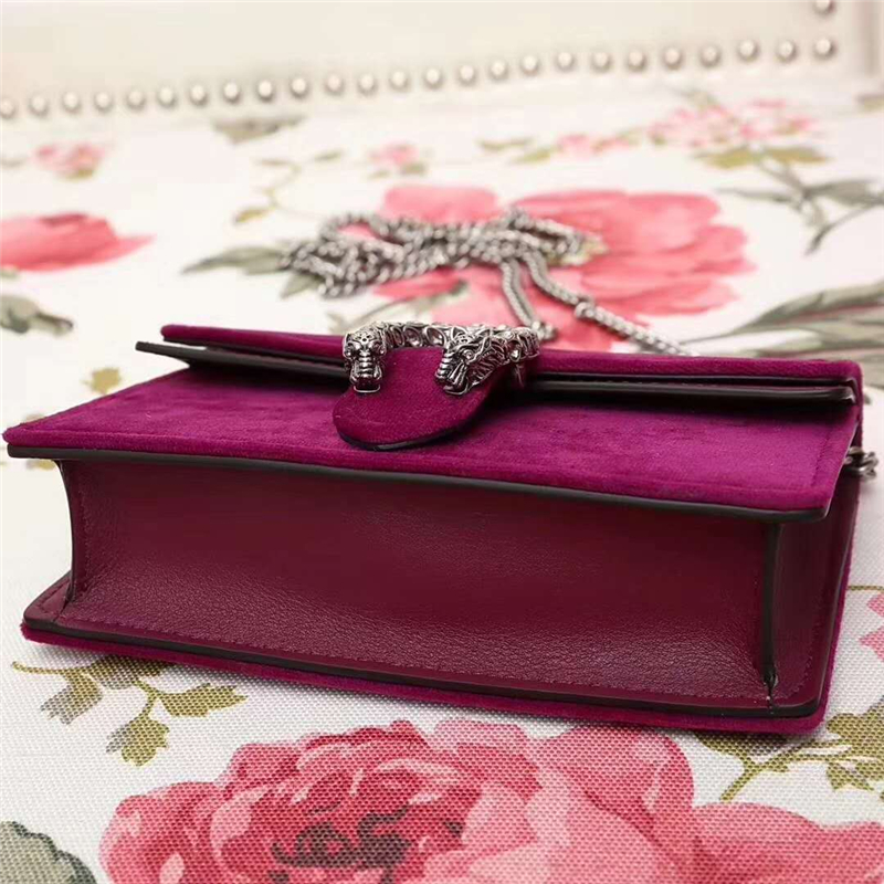 476432 GUCCI 絲絨 Q版酒神包 mini鏈條肩包 紫色