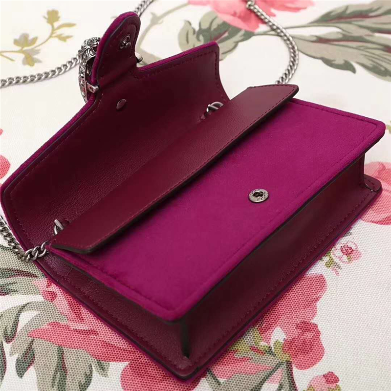476432 GUCCI 絲絨 Q版酒神包 mini鏈條肩包 紫色