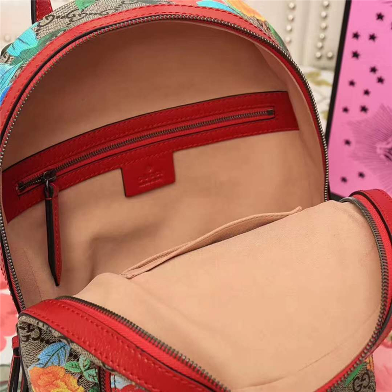 427042 GUCCI 新款 花鳥手工刺繡 雙肩背包 紅色