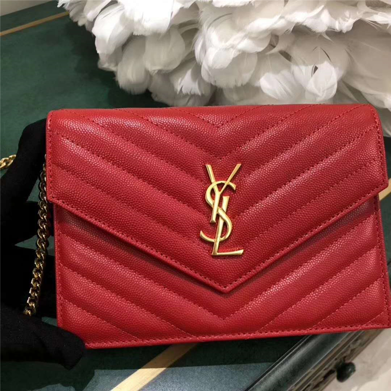 圣羅蘭 SLP女包 進(jìn)口魚子醬皮 圣羅蘭鏈條包 2017官方同款