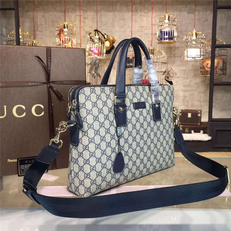 311001 雙G標志 GG Supreme高級人造帆布 手提肩背公文包 灰白色