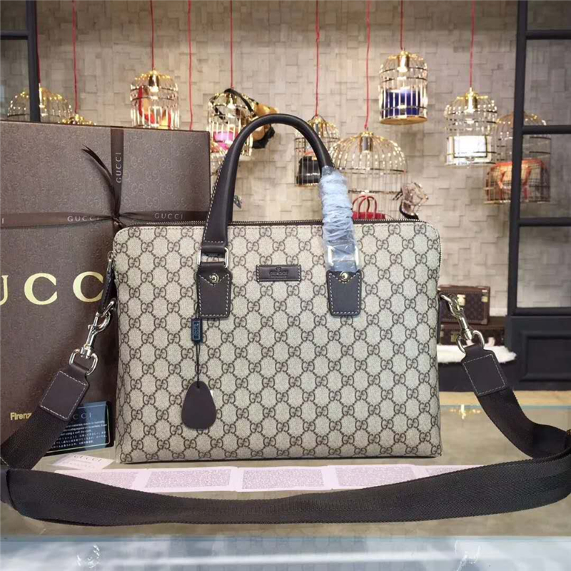 311001 雙G標志 GG Supreme高級人造帆布 手提肩背公文包 淺啡色