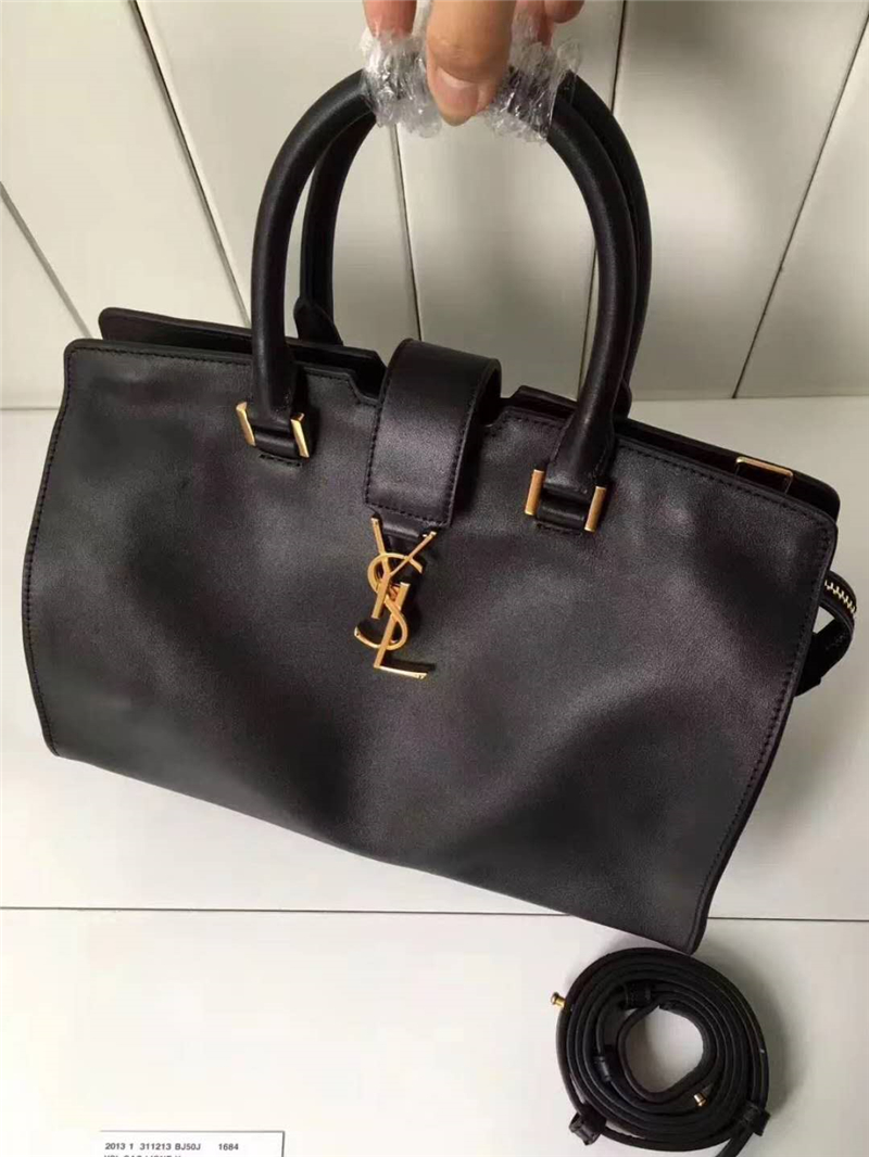 394461 圣羅蘭 YSL手提斜跨包 南非皮 光滑皮 黑色金標