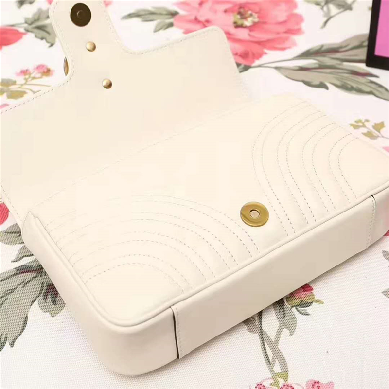 476809 GUCCI GG Marmont系列 絎縫 珍珠綴飾 多功能手包 白色