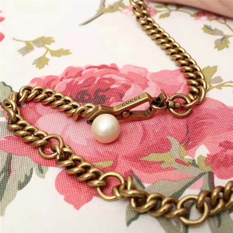 476809 GUCCI GG Marmont系列 絎縫 珍珠綴飾 多功能手包 粉色