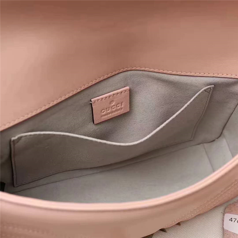 476809 GUCCI GG Marmont系列 絎縫 珍珠綴飾 多功能手包 粉色