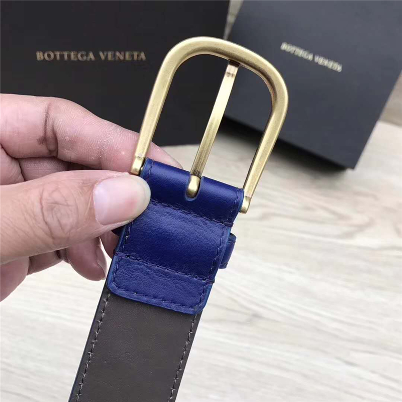 2408934 BV寶緹嘉 2017新款 金色針扣 手工編織 休閑皮帶 寶藍色