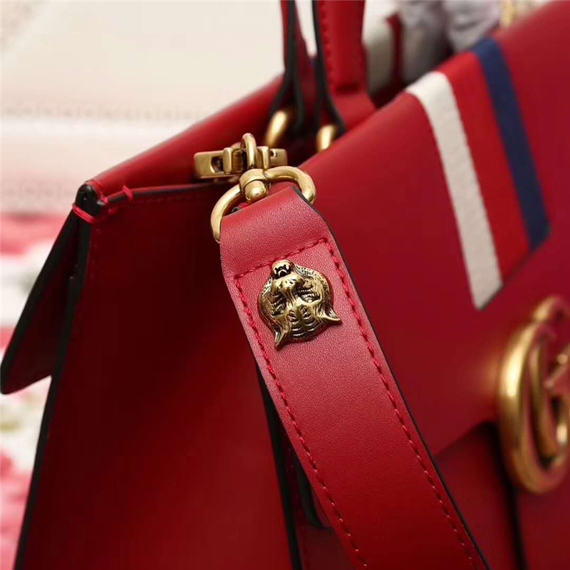 476470 GUCCI 新款 牛皮 GG翻蓋單肩包 紅色