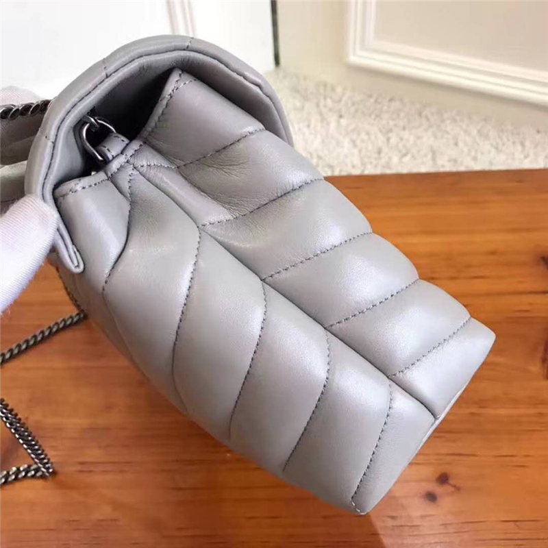 464676 YSL圣羅蘭 MONOGRAM 經典信封包 前翻蓋 鏈條包 灰色