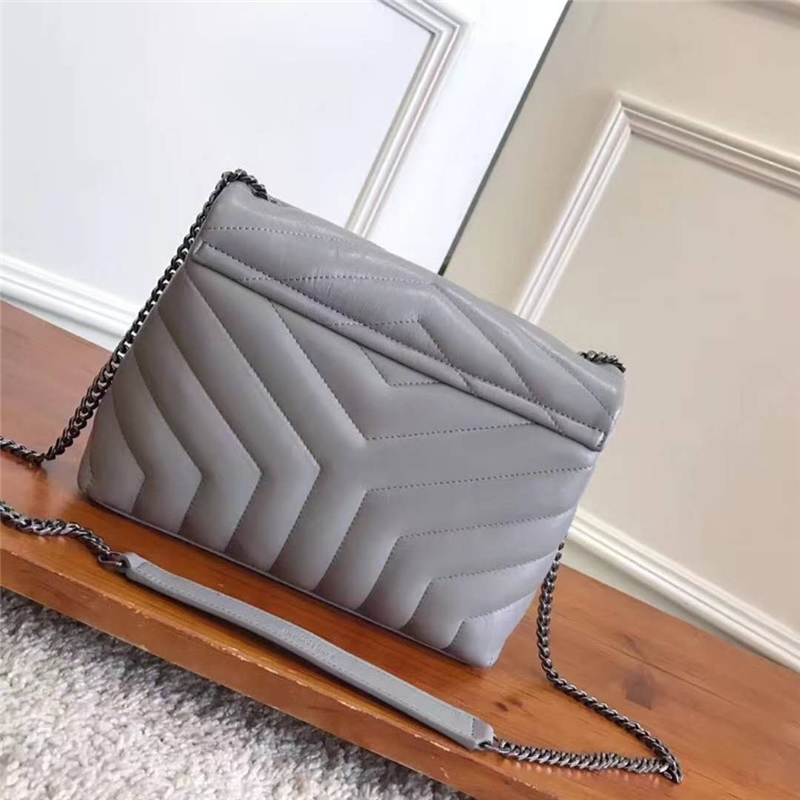 464676 YSL圣羅蘭 MONOGRAM 經典信封包 前翻蓋 鏈條包 灰色