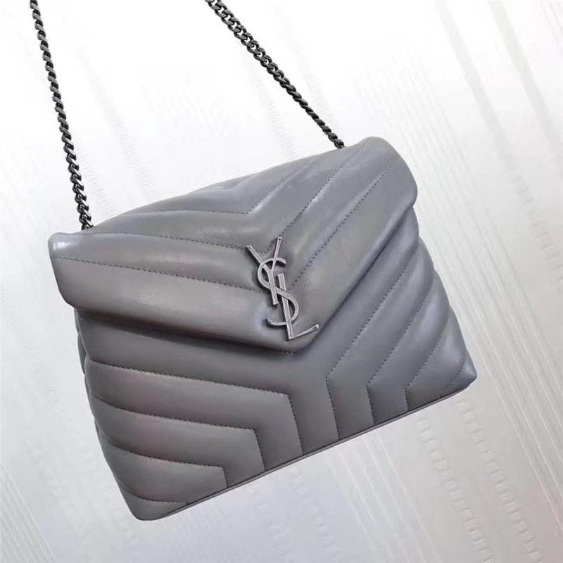 464676 YSL圣羅蘭 MONOGRAM 經典信封包 前翻蓋 鏈條包 灰色