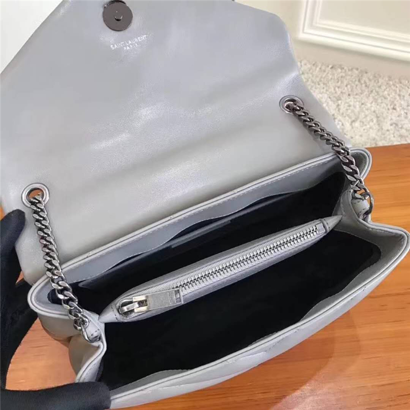464676 YSL圣羅蘭 MONOGRAM 經典信封包 前翻蓋 鏈條包 灰色