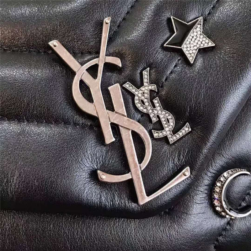 464676 YSL圣羅蘭 MONOGRAM 星星徽章 信封包 前翻蓋 鏈條包 黑色