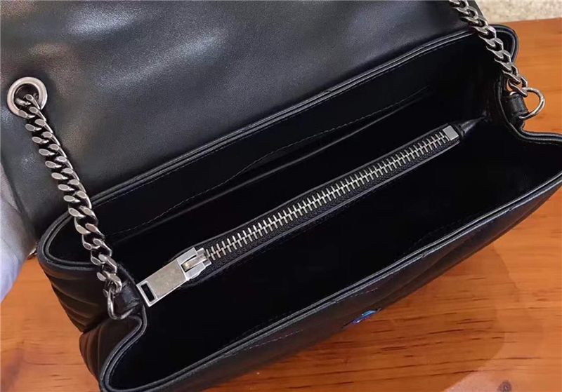 464676 YSL圣羅蘭 MONOGRAM 星星徽章 信封包 前翻蓋 鏈條包 黑色