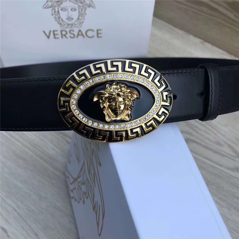 300820019 Versace范思哲 美杜莎橢圓扣頭 鑲鉆 金扣