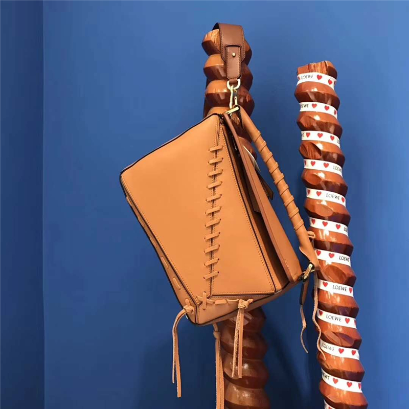 Loewe羅意威 Puzzle 編織款 拼接幾何包 手提肩包 棕褐色