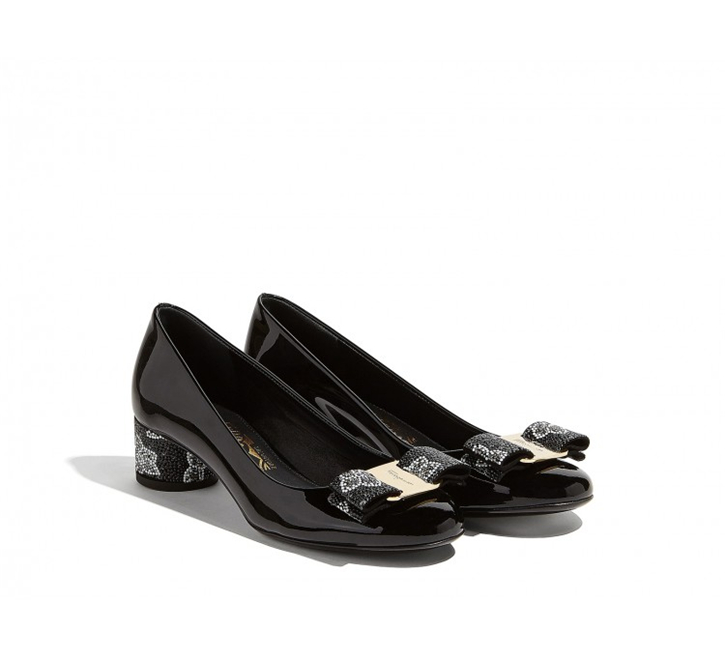 686428 Ferragamo菲拉格慕 馬賽克VARA 牛皮 蝴蝶結高跟鞋 黑色