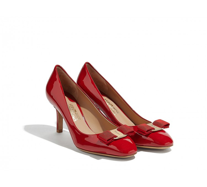 685232 Ferragamo菲拉格慕 VARA 漆皮 蝴蝶結(jié)高跟鞋 紅色