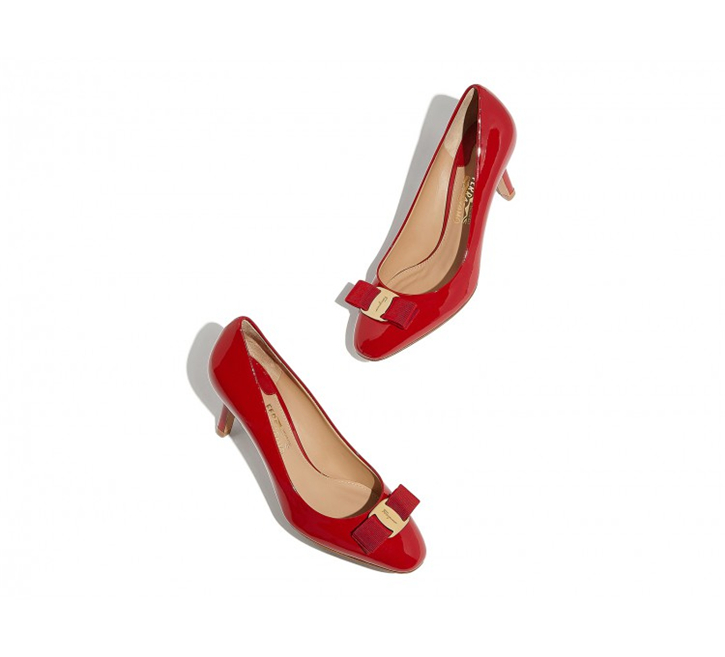 685232 Ferragamo菲拉格慕 VARA 漆皮 蝴蝶結(jié)高跟鞋 紅色