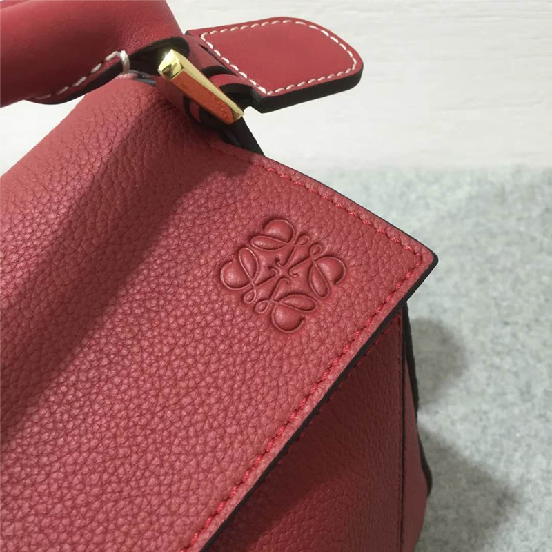 88597 LOEWE羅意威 Puzzle Small Bag 幾何形拼接 單肩手提包 酒紅色